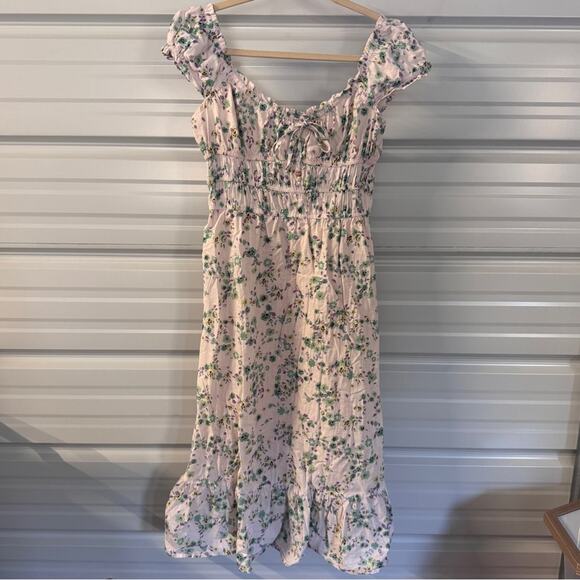 Heartloom Dresses & Skirts - Heartloom White & Floral Off-Shoulder Puff Sleeve Sundress